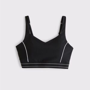 NWT Abercrombie & Fitch YPB Black Sports Bra with White Piping
